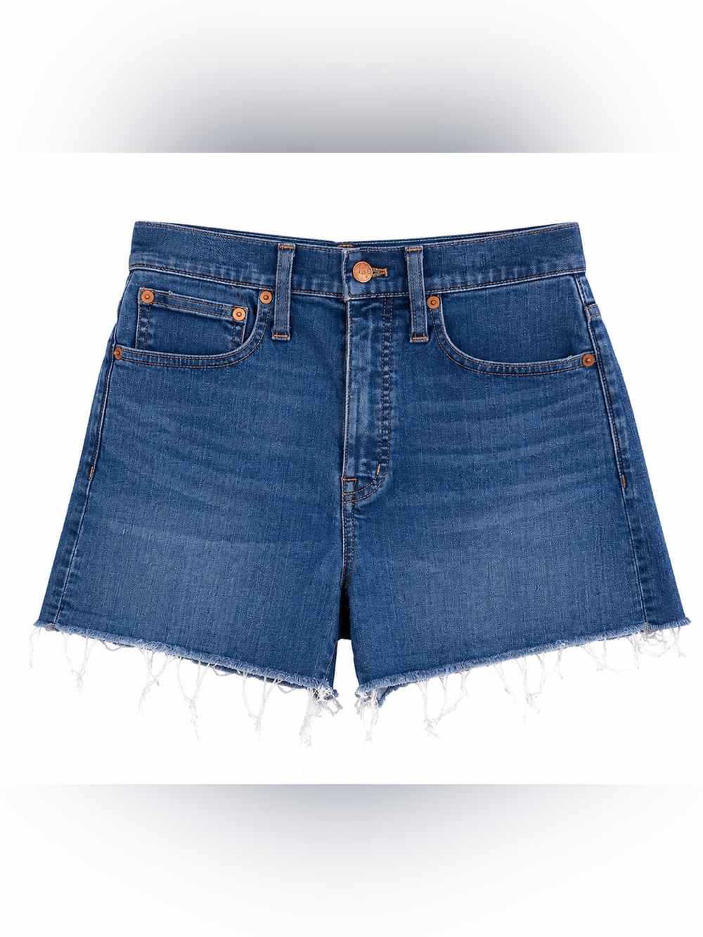 Madewell Women's Dark Blue High-Rise Frayed Hem Denim Shorts